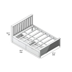 187211-121 : Kids Beds Full-Size Platform Bed with Under Bed Storage Drawers, Grey