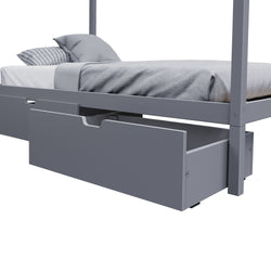 187215-121 : Kids Beds Twin-Size House Bed with Storage Drawers, Grey