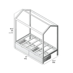 187215-121 : Kids Beds Twin-Size House Bed with Storage Drawers, Grey