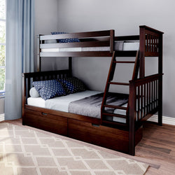 187231-005 : Bunk Beds Twin over Full Bunk Bed + Storage Drawers, Espresso