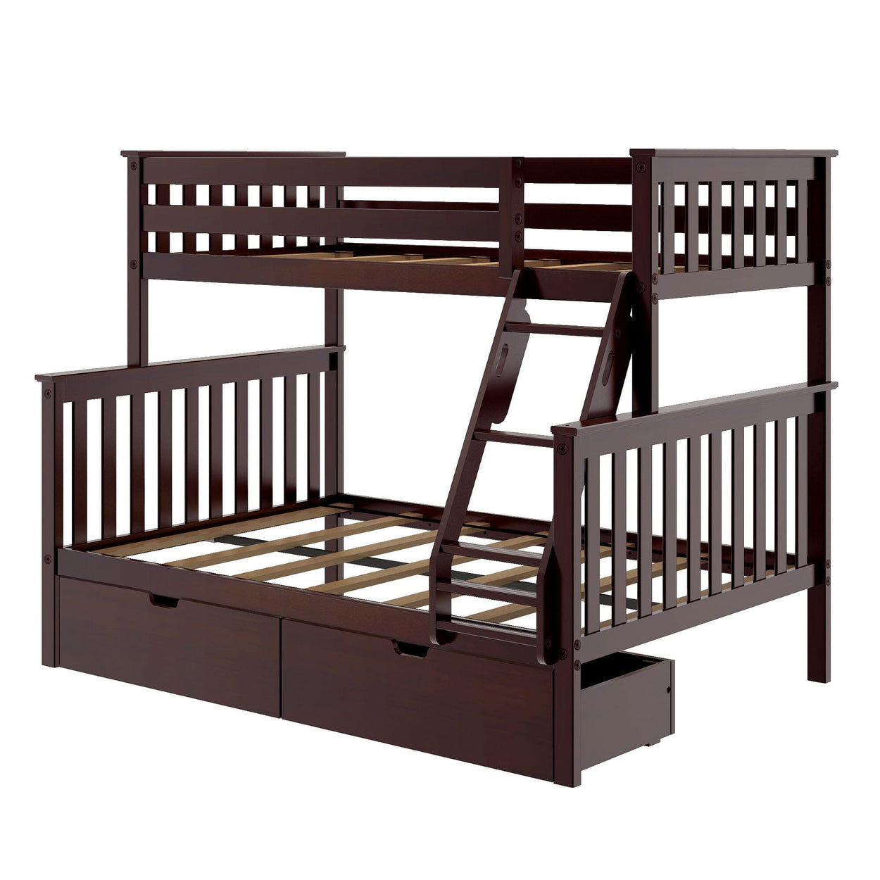 187231-005 : Bunk Beds Twin over Full Bunk Bed + Storage Drawers, Espresso