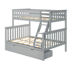 187231-121 : Bunk Beds Twin over Full Bunk Bed + Storage Drawers, Grey