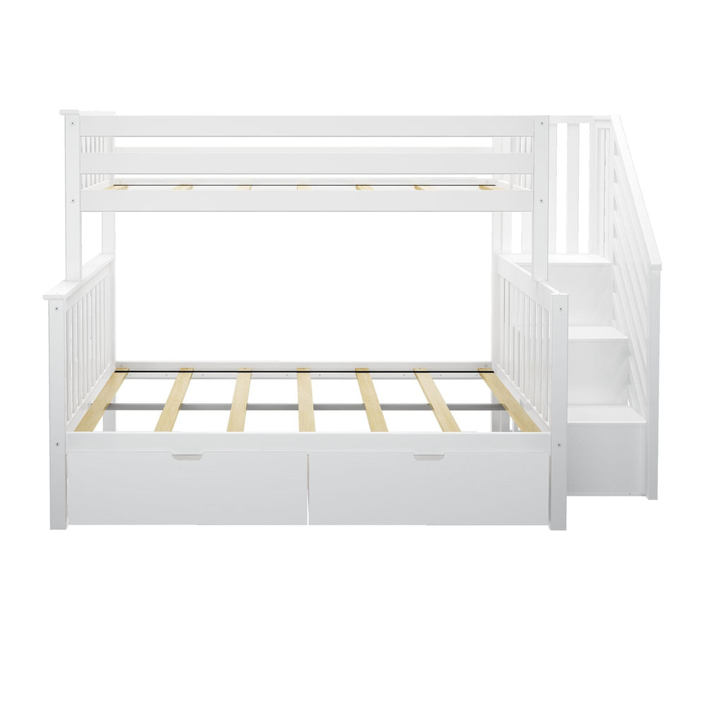 187235-002 : Bunk Beds Twin Over Full Staircase Bunk With Storage Drawers, White