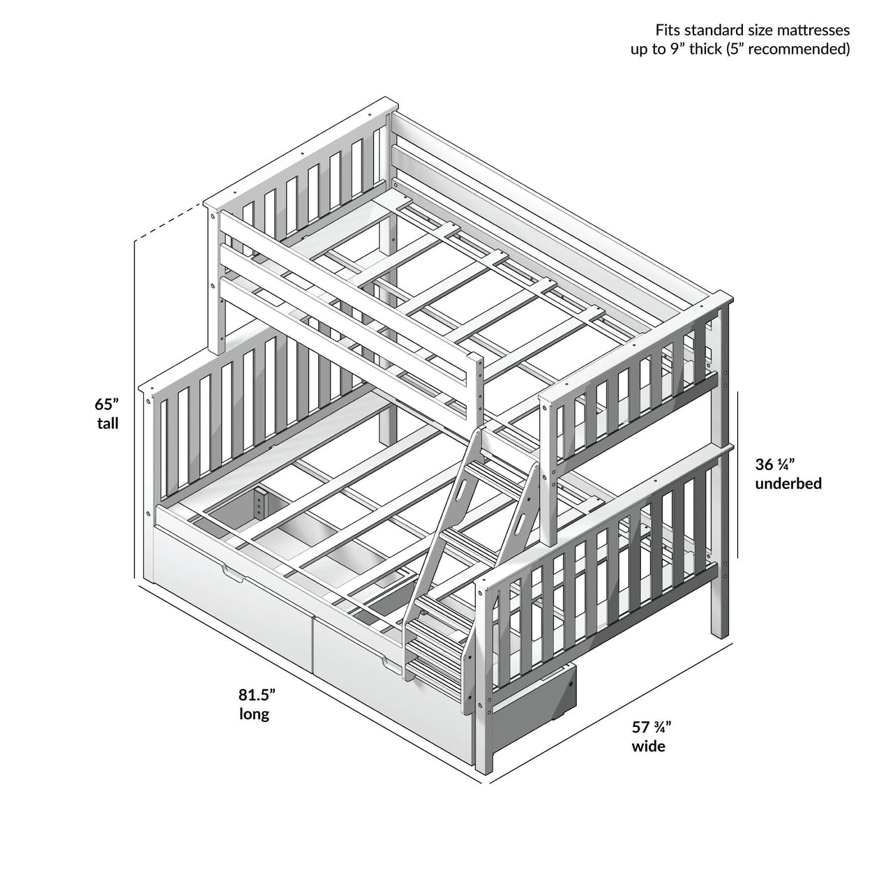 187235-151 : Bunk Beds Twin over Full Staircase Bunk with Storage Drawers, Clay