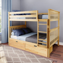 187251-001 : Bunk Beds Full Over Full Bunk Bed With Storage Drawers, Natural