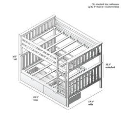 187251-001 : Bunk Beds Full Over Full Bunk Bed With Storage Drawers, Natural