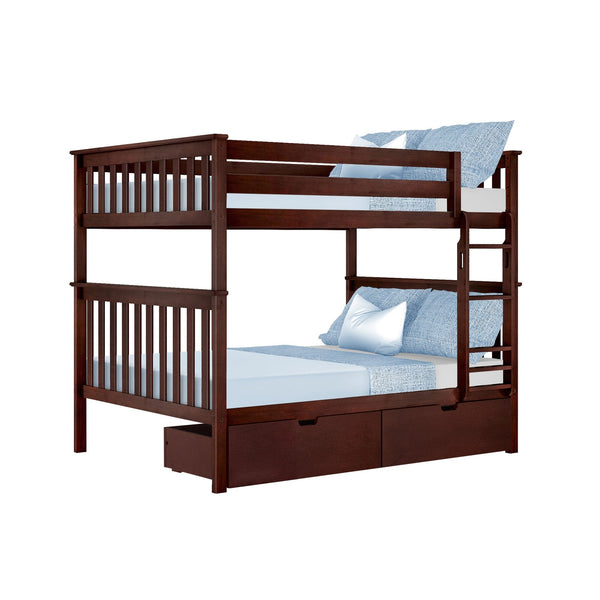 Max and Lily - Kids Solid Wood Full Bunk Bed + Storage Drawers