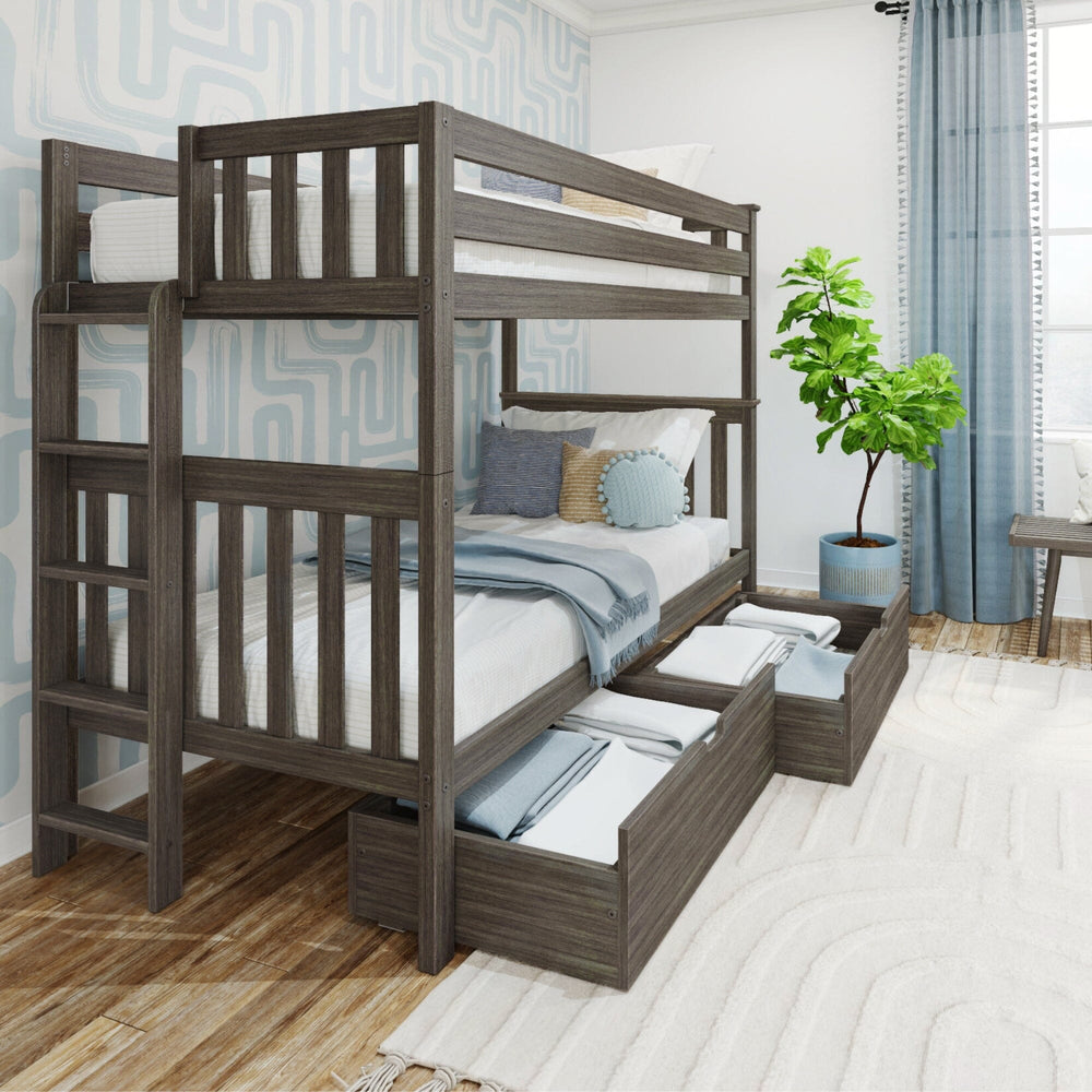 187305-151 : Bunk Beds Twin Over Twin Bunk Bed With Ladder on End & Storage Drawers, Clay