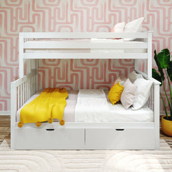 187335-002 : Bunk Beds Twin over Full Bunk Bed with Ladder on End and Storage Drawers, White