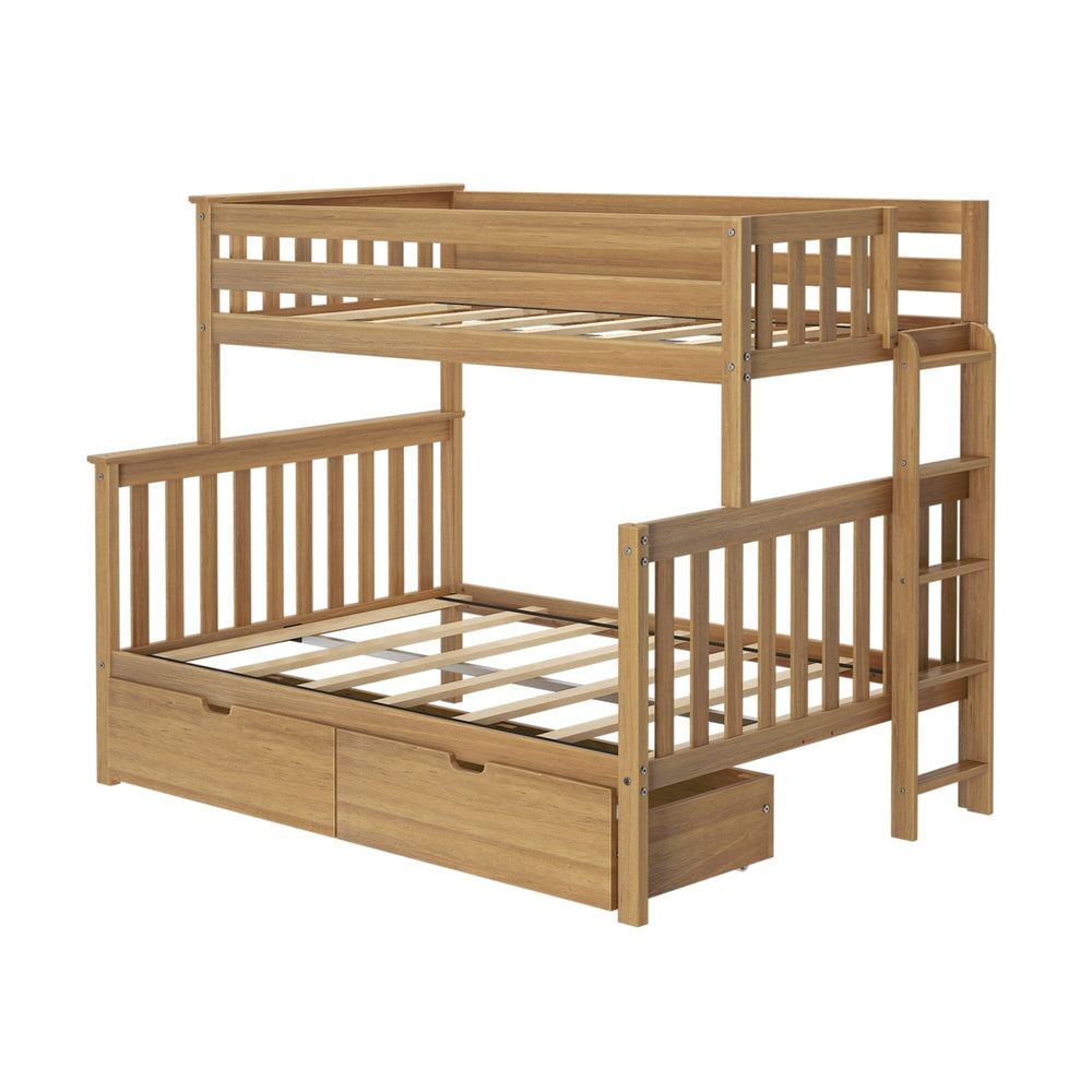 187335-007 : Bunk Beds Twin Over Full Bunk Bed With Ladder on End & Storage Drawers, Pecan