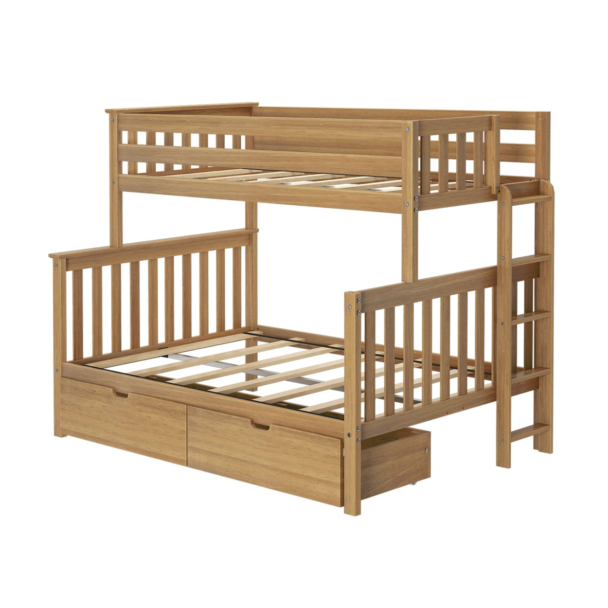 187335-007 : Bunk Beds Twin over Full Bunk Bed with Ladder on End and Storage Drawers, Pecan