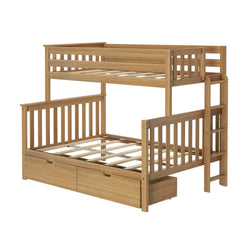 187335-007 : Bunk Beds Twin over Full Bunk Bed with Ladder on End and Storage Drawers, Pecan