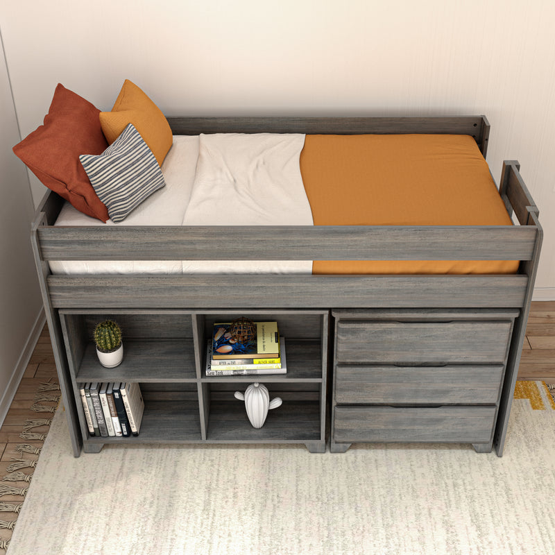 Modern Farmhouse Twin Low Loft Bed With Storage