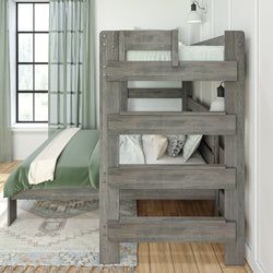 19-812-185 : Bunk Beds Farmhouse Twin over Full L-Shaped Bunk Bed, Driftwood