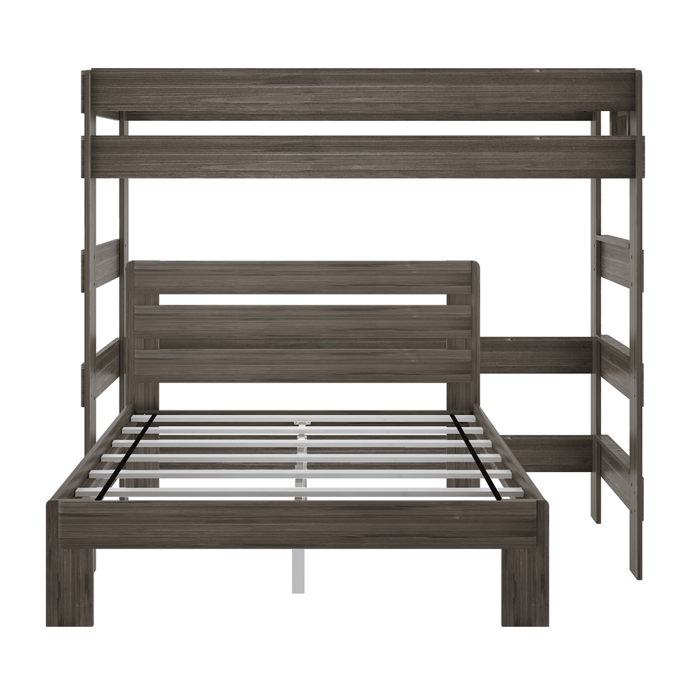 19-813-181 : Bunk Beds Farmhouse Twin Over Queen L-Shaped Bunk Bed, Barnwood Brown