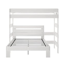 19-813-182 : Bunk Beds Farmhouse Twin Over Queen L-Shaped Bunk Bed, White Wash