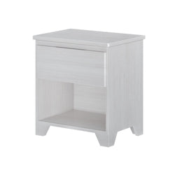190001-182 : Furniture K/D 1 Drawer Nightstand w/ metal drawer glides (22"L x 15.75"W x 23.75"H), White Wash
