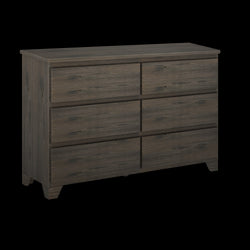 190006-181 : Furniture K/D 6 Drawer Dresser w/ metal drawer glides (52"L x 15.75"W x 32.75"H), Barnwood Brown