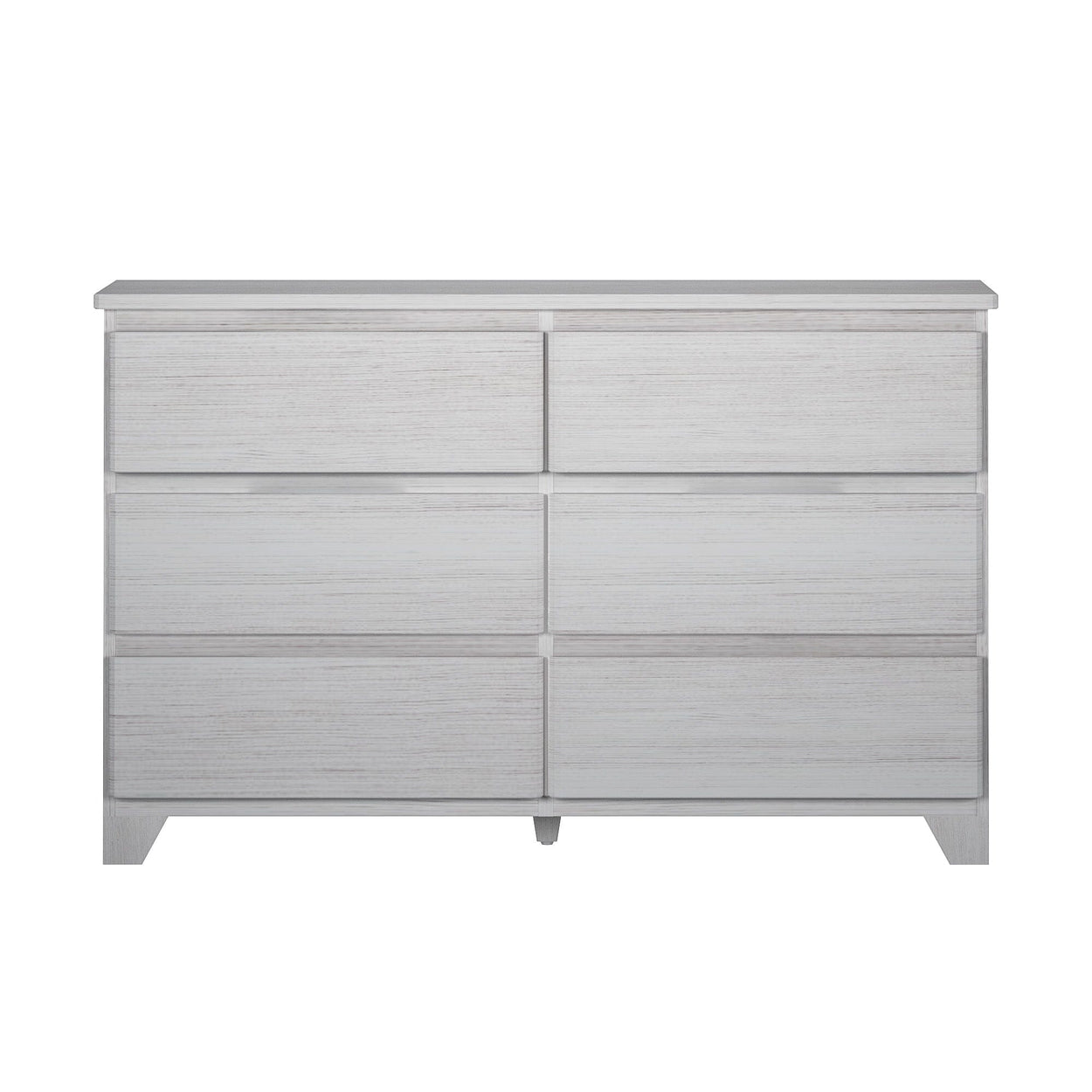 190006-182 : Furniture K/D 6 Drawer Dresser w/ metal drawer glides (52"L x 15.75"W x 32.75"H), White Wash