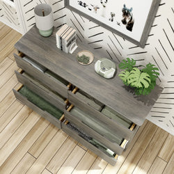 190006-185 : Furniture K/D 6 Drawer Dresser w/ metal drawer glides (52"L x 15.75"W x 32.75"H), Driftwood