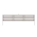 White wooden storage headboard with six built-in cubby shelves for bed modern farmhouse bedroom furniture
