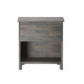 Modern gray wooden nightstand with one drawer and open shelf, rustic bedside table