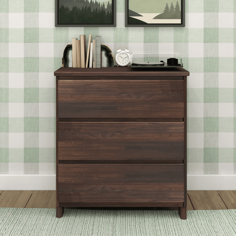 Max & Lily Modern Farmhouse 3 Drawer Dresser, Farmhouse Pecan