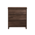 Dark brown solid wood 3-drawer dresser with tapered legs — modern rustic bedroom storage chest