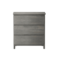 Weathered gray wooden three-drawer dresser with minimalist modern design, bedroom storage chest of drawers
