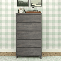 1900215000-185 : Furniture Modern Farmhouse 5 Drawer Dresser, Driftwood