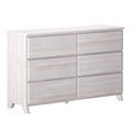 Whitewashed 6-drawer wooden dresser with minimalist Scandinavian design on tapered legs — bedroom storage chest