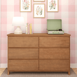 1900216000-187 : Furniture Modern Farmhouse 6 Drawer Dresser, Pecan