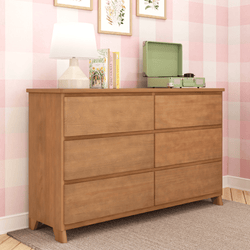 1900216000-187 : Furniture Modern Farmhouse 6 Drawer Dresser, Pecan