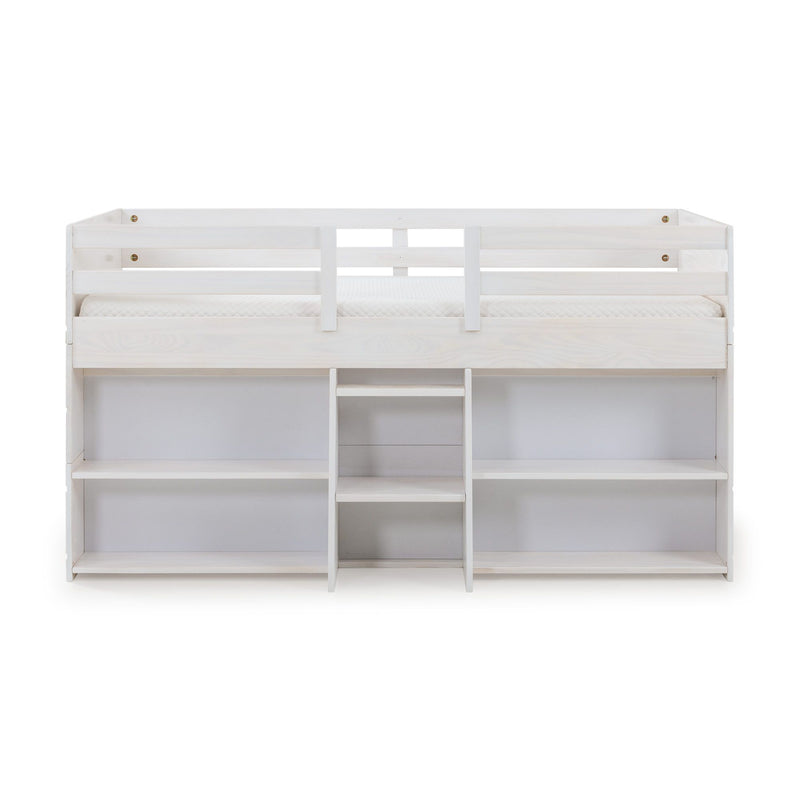 Modern Farmhouse Twin Low Loft Bed With Bookcases
