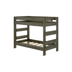 190201-181 : Bunk Beds K/D Twin/Twin Bunk, 7 slats w/ metal support bar, Barnwood Brown