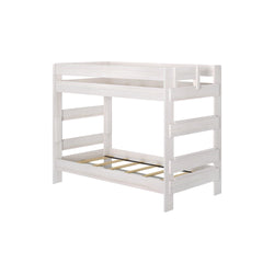 190201-182 : Bunk Beds K/D Twin/Twin Bunk, 7 slats w/ metal support bar, White Wash