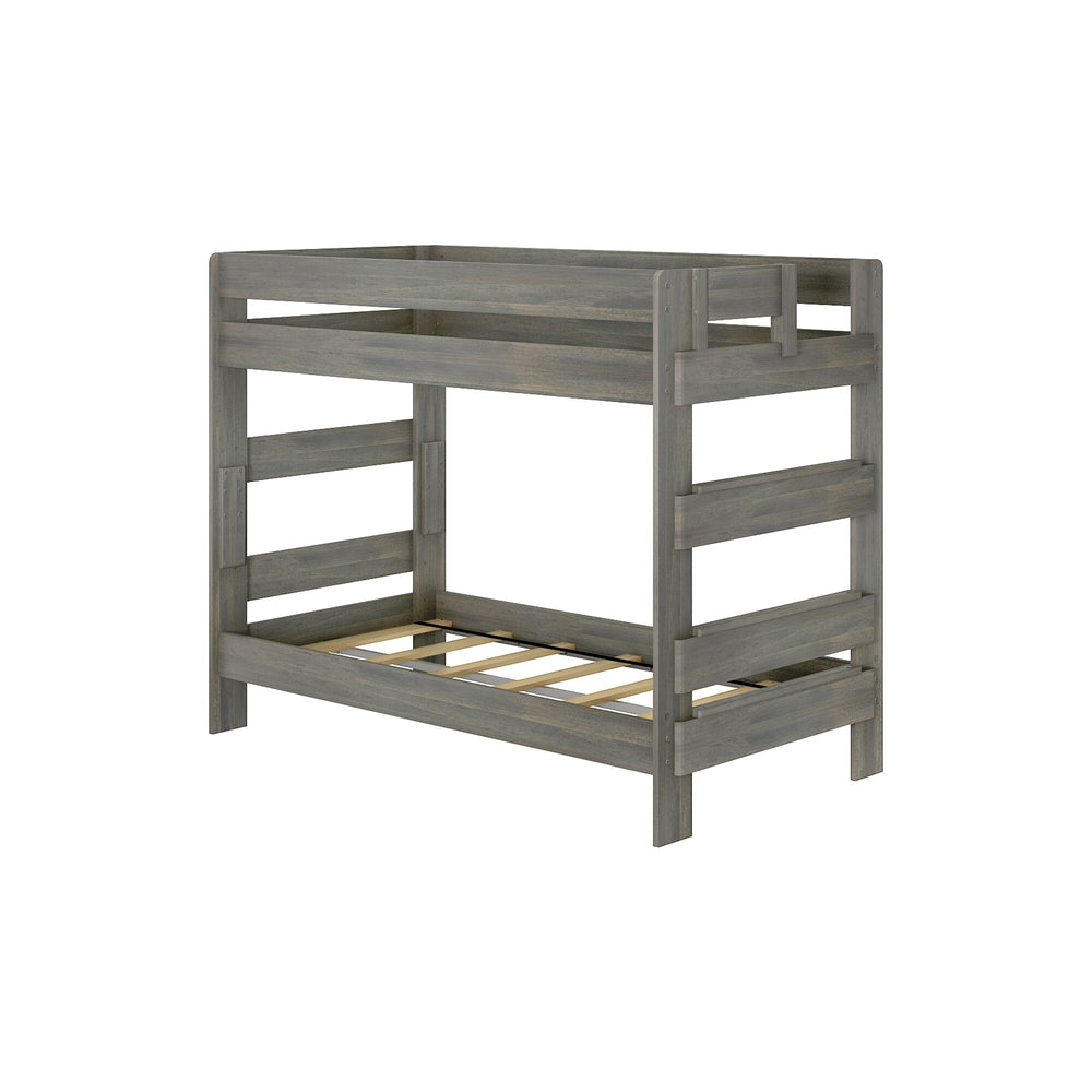 190201-185 : Bunk Beds K/D Twin/Twin Bunk, 7 slats w/ metal support bar, Driftwood