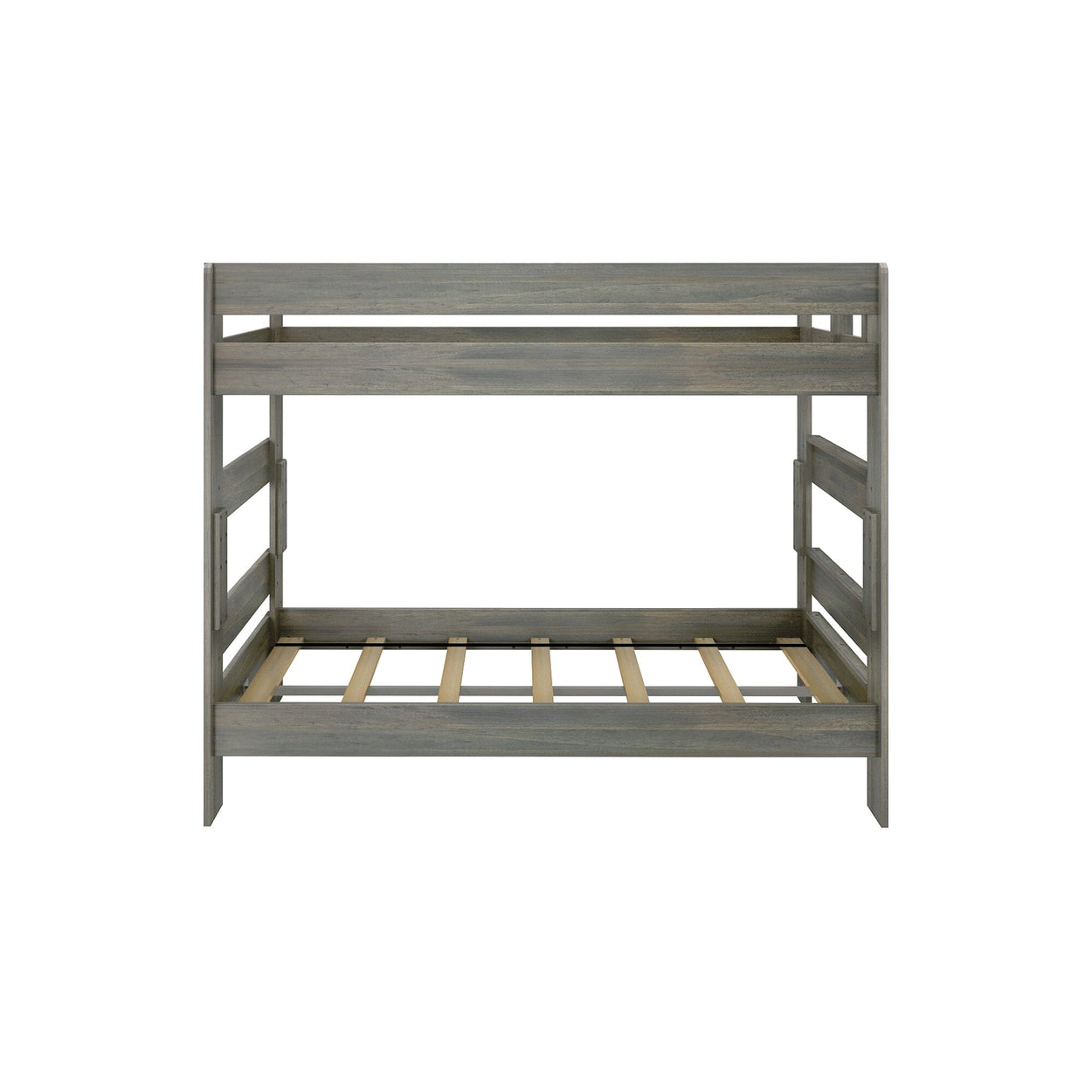 190201-185 : Bunk Beds K/D Twin/Twin Bunk, 7 slats w/ metal support bar, Driftwood