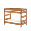 Solid wood twin-over-full bunk bed with guardrails and built-in ladder, natural finish — space-saving kids' bedroom furniture