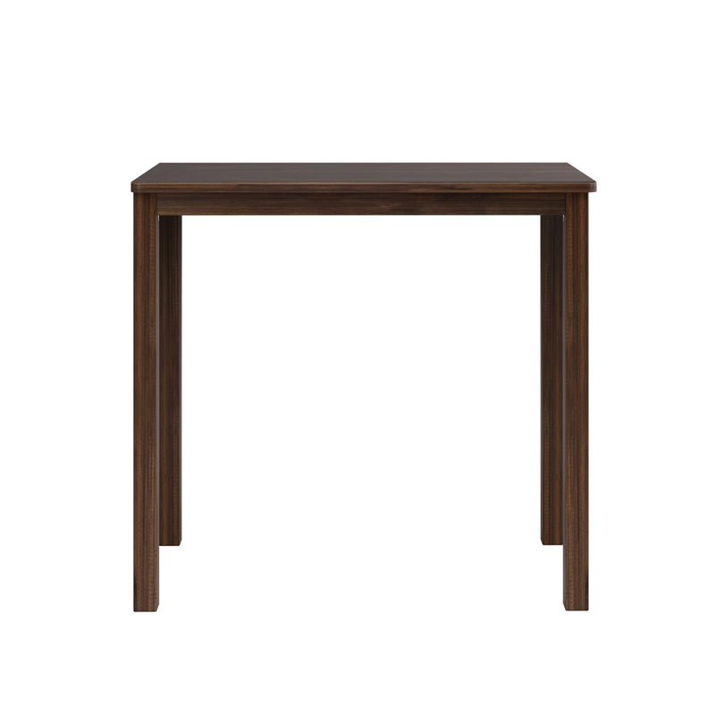 Dark walnut rectangular wooden table with straight legs — modern solid wood dining table product shot on white background