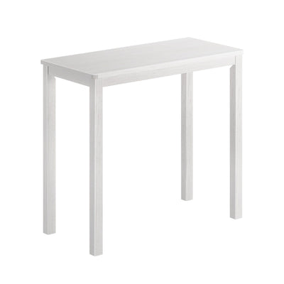 Minimalist white wood rectangular table with straight square legs, modern farmhouse dining or kitchen table