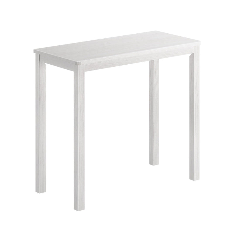 White wooden console table with minimalist design suitable for modern home decor.