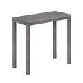 Gray wooden console table with minimalist design and sturdy legs.
