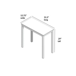 Illustration of a rectangular table with dimensions 31.5 inches long, 15.75 inches wide, and 29 inches tall.