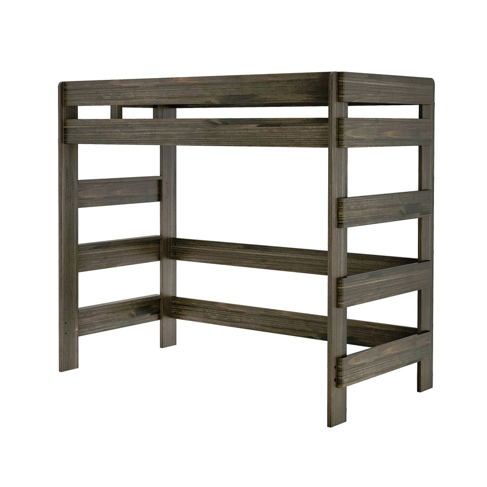 190227-181 : Loft Beds K/D High Loft Bed, 7 slats w/ metal support bar, Barnwood Brown