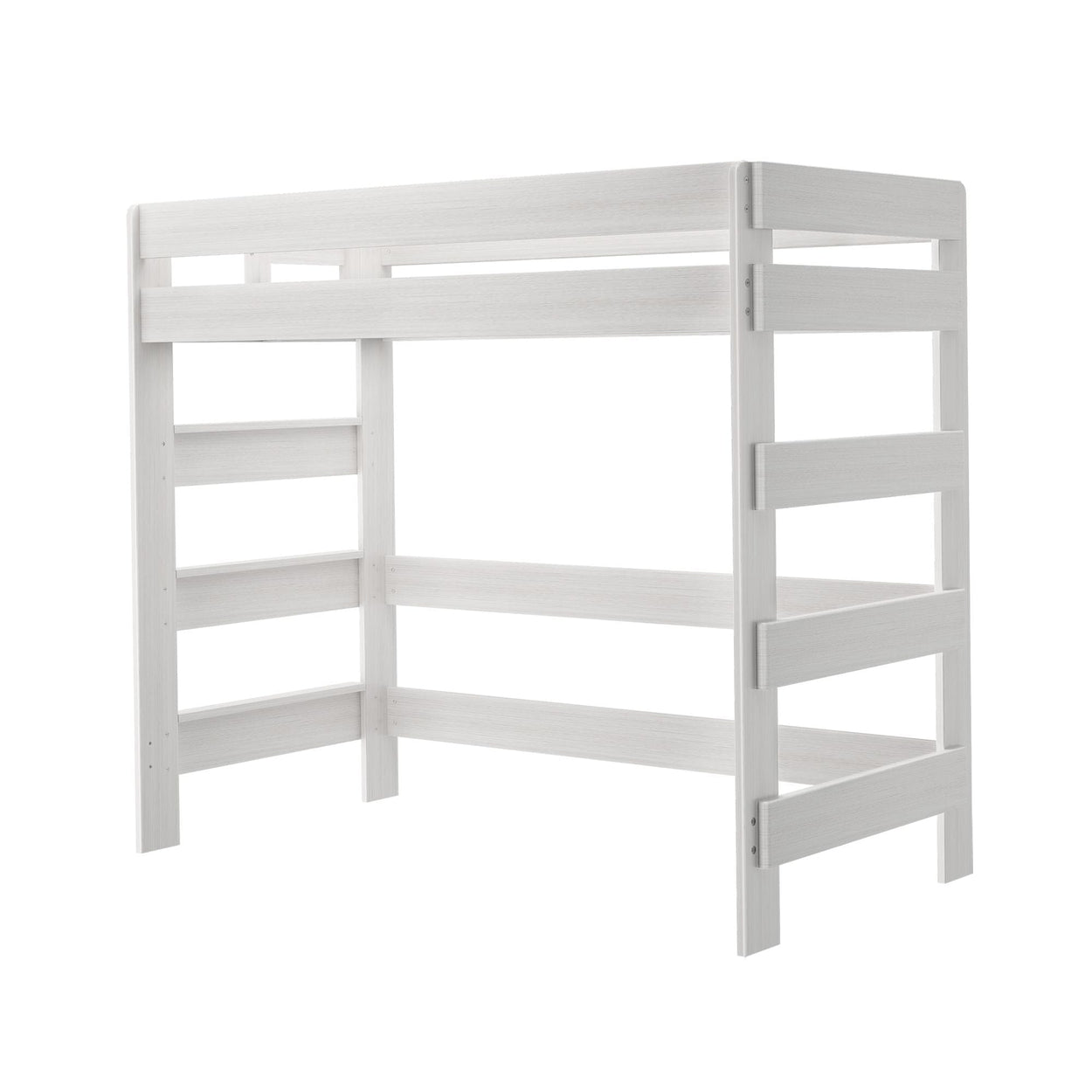 190227-182 : Loft Beds K/D High Loft Bed, 7 slats w/ metal support bar, White Wash