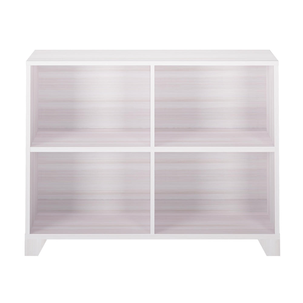 White four-cube storage shelf for home organization.