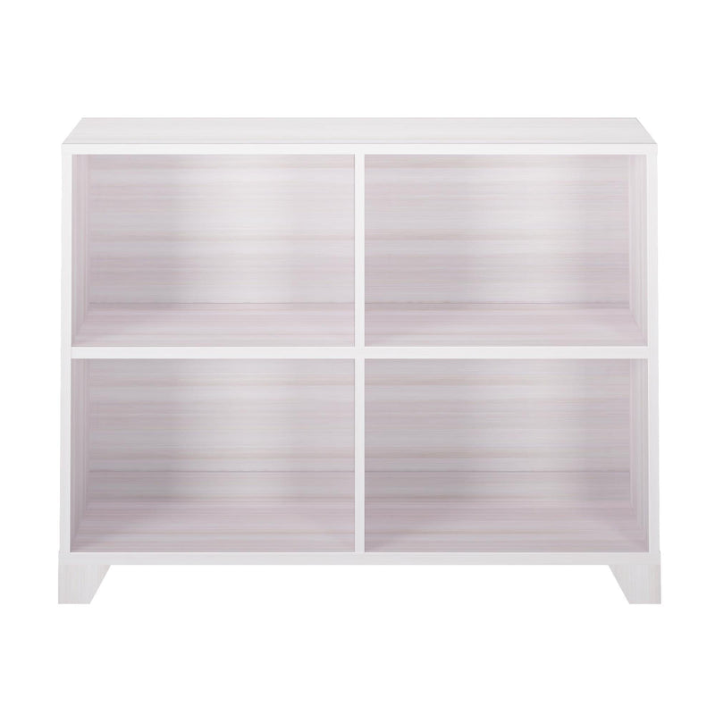 White four-cube storage shelf for home organization.
