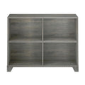 Wooden bookshelf with six compartments featuring a rustic gray finish, ideal for home or office storage and organization.