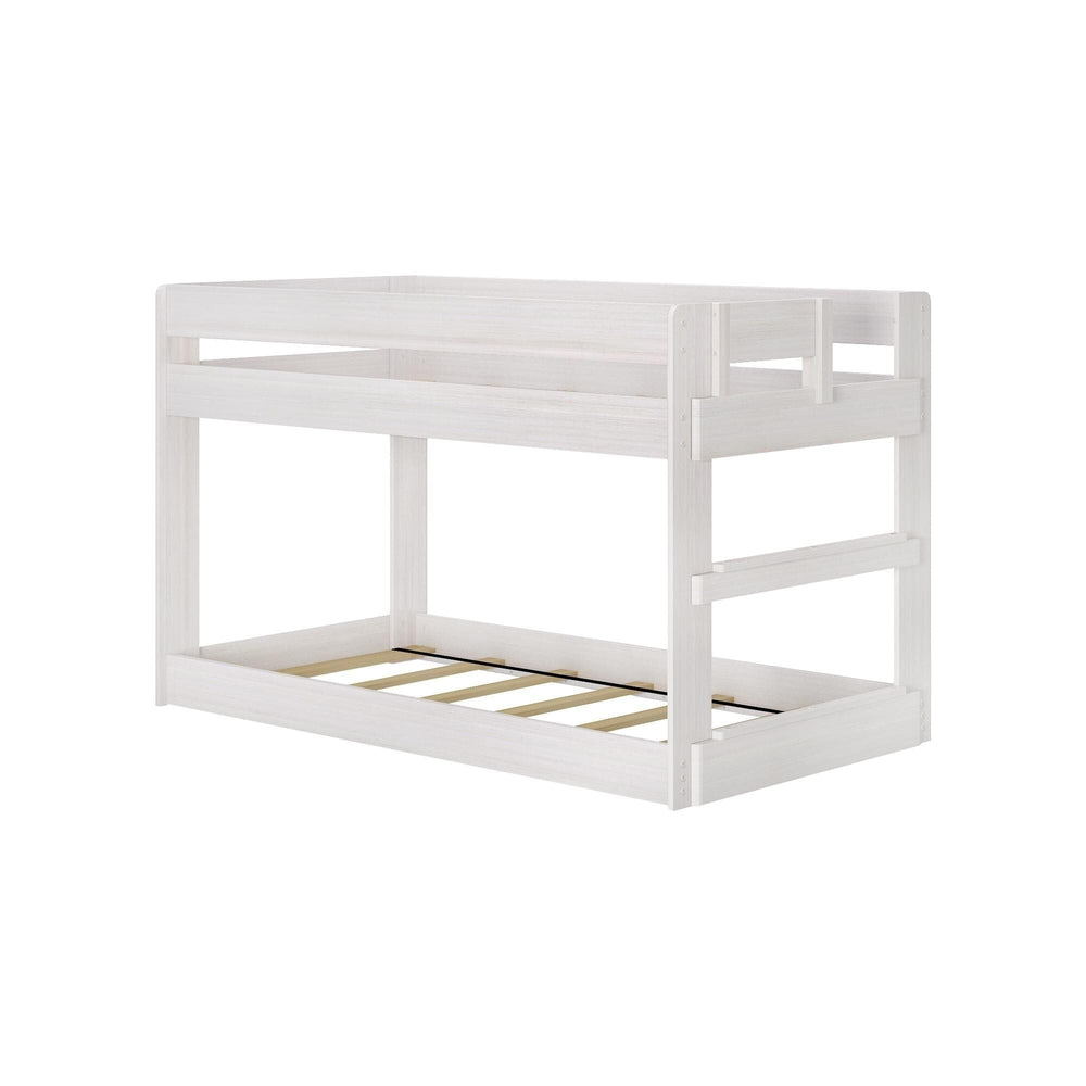 190414-182 : Bunk Beds Farmhouse Twin Over Twin Low Bunk Bed, White Wash